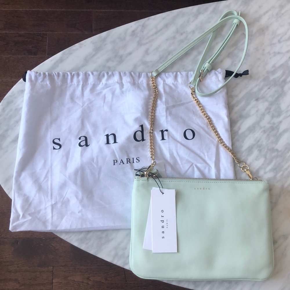 NWT! Sandro mint leather shoulder bag